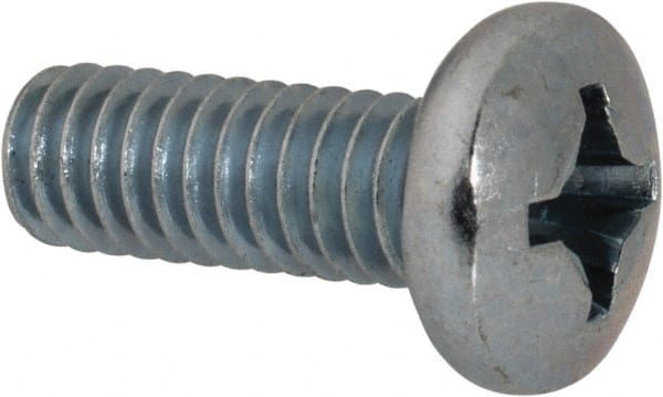 Value Collection - #12-24 UNC, 5/8" Length Under Head Phillips Drive Machine Screw - Pan Head, Grade 2 Steel, Zinc-Plated Finish, Without Washer - Exact Tooling
