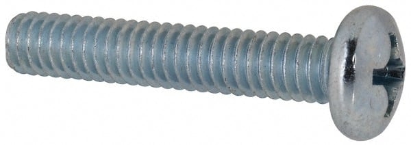 Value Collection - #12-24 UNC, 1-1/4" Length Under Head Phillips Drive Machine Screw - Pan Head, Grade 2 Steel, Zinc-Plated Finish, Without Washer - Exact Tooling