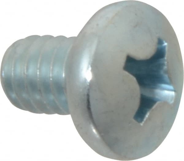 Value Collection - 1/4-20 UNC, 3/8" Length Under Head Phillips Drive Machine Screw - Pan Head, Grade 2 Steel, Zinc-Plated Finish, Without Washer - Exact Tooling