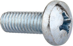 Value Collection - 3/8-16 UNC, 1" Length Under Head Phillips Drive Machine Screw - Pan Head, Grade 2 Steel, Zinc-Plated Finish, Without Washer - Exact Tooling