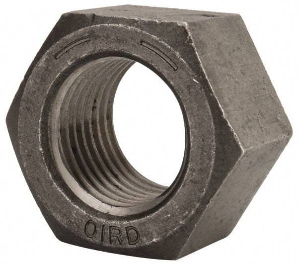 Value Collection - 2-1/4 - 4-1/2 UNC Steel Right Hand Hex Nut - 3-3/8" Across Flats, 1-15/16" High, Uncoated - Exact Tooling
