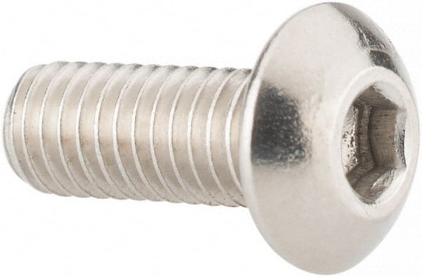 Value Collection - #10-32 UNF Hex Socket Drive, Button Screw - Grade 316 Stainless Steel, Uncoated, 1/2" Length Under Head - Exact Tooling