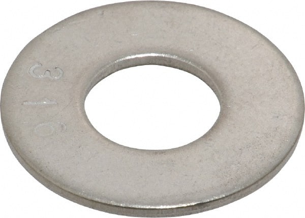 Value Collection - 7/16" Screw, Grade 316 Stainless Steel Standard Flat Washer - 1/2" ID x 1-1/8" OD, 0.062" Thick, Plain Finish - Exact Tooling