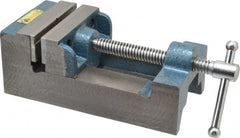 Interstate - 3-5/16" Jaw Opening Capacity x 1-7/64" Throat Depth, Horizontal Drill Press Vise - 3-1/2" Wide x 1.1" High Jaw, Stationary Base, Standard Speed, 8-1/2" OAL x 2-3/4" Overall Height, Cast Iron - Exact Tooling