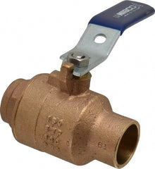NIBCO - 1" Pipe, Full Port, Bronze Standard Ball Valve - 2 Piece, Inline - One Way Flow, Soldered x Soldered Ends, Lever Handle, 600 WOG, 150 WSP - Exact Tooling