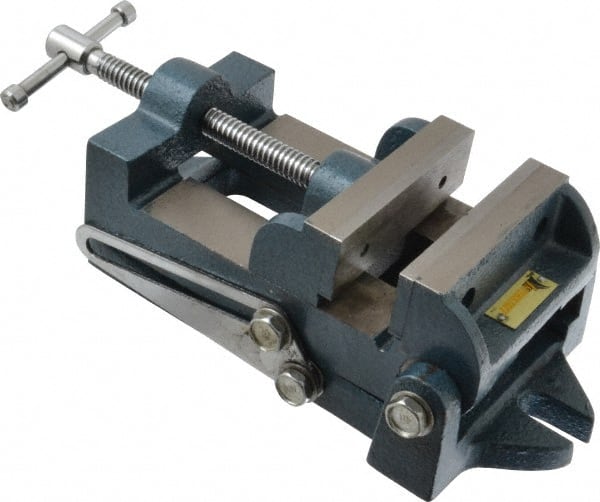 Interstate - 3-3/4" Jaw Opening Capacity x 1-3/4" Throat Depth, Angle Drill Press Vise - 4-1/2" Wide x 1.62" High Jaw, Stationary Base, Standard Speed, 10-15/16" OAL x 3.7" Overall Height, Cast Iron - Exact Tooling