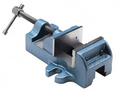 Palmgren - 1-1/2" Jaw Opening Capacity x 1" Throat Depth, Horizontal Drill Press Vise - 1-3/4" Wide Jaw, Stationary Base, Standard Speed, 4-1/2" OAL x 1-15/16" Overall Height, Cast Iron - Exact Tooling