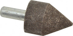 Grier Abrasives - 1-1/2" Diam 80 Grit 60° Included Angle Center Lap - Aluminum Oxide, Medium Grade, Extra Hard Density, Shank Mounted - Exact Tooling