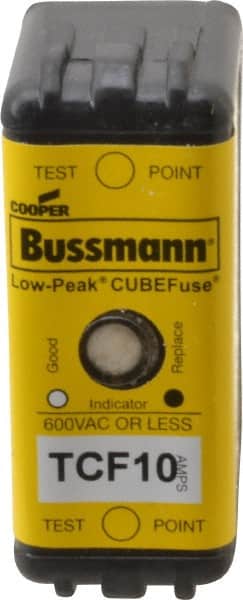 Cooper Bussmann - 300 VDC, 600 VAC, 10 Amp, Time Delay General Purpose Fuse - Plug-in Mount, 1-7/8" OAL, 100 at DC, 200 (CSA RMS), 300 (UL RMS) kA Rating - Exact Tooling