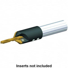 Kennametal - 3/4" to 20.64mm Diam, Straight Shank, 31.75mm Body Shank Diam, 45° Combo Chamfer and Countersink Drill - 13/16" Drill Shank Diam, 3.42807R001 Insert, 6.63" OAL - Exact Tooling