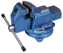 Interstate - 5" Jaw Width, 4-1/2" Opening Capacity, 2-5/8" Throat Depth, Cast Iron Swivel Bench Vise - Bolt Down Base Attachment, 6.81" High - Exact Tooling