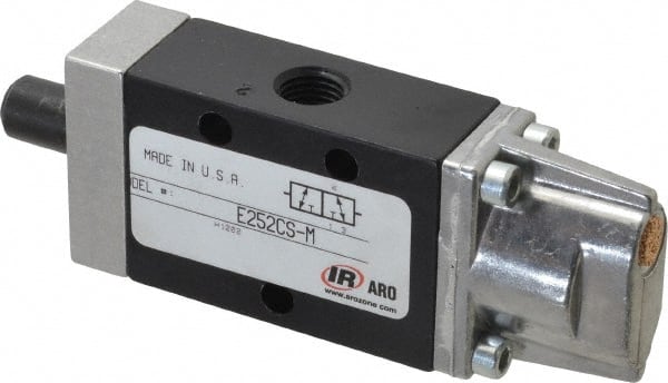 ARO/Ingersoll-Rand - 3 Way Valve For Air Equipment - 1/4 NPT Inlet, 1/4 NPT Outlet, Cam Stem/Spring Actuator, 0.7 CV Rate - Exact Tooling