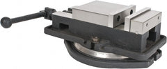 Interstate - 5" Jaw Width, 4-19/32" Jaw Opening Capacity, Horizontal Swivel Machine Vise - Manual Operation, 4,945 Lb Capacity, 1 Station, 14.3" Long x 3.95" High x 1-11/32" Deep, 0.98" Jaw Height, Cast Iron - Exact Tooling