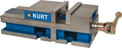 Kurt - 6" Jaw Width, 6" Jaw Opening Capacity, Horizontal Stationary Machine Vise - Reverse Manual Operation, 6,356 Lb Capacity, 1 Station, 17" Long x 4.6720" High x 1-31/64" Deep, 1.735" Jaw Height, 80 Lb Max Clamp Force - Exact Tooling