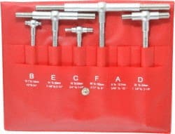 SPI - 4 Piece, 1/2 to 6 Inch, Hardened Tool Steel, Satin Chrome Finish, Telescoping Gage Set - Includes Vinyl Pouch - Exact Tooling