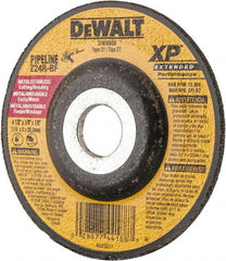 DeWALT - 24 Grit, 4-1/2" Wheel Diam, 1/8" Wheel Thickness, 7/8" Arbor Hole, Type 27 Depressed Center Wheel - Zirconia Alumina, R Hardness, 13,300 Max RPM, Compatible with Angle Grinder - Exact Tooling