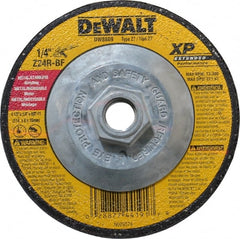 DeWALT - 24 Grit, 4-1/2" Wheel Diam, 1/4" Wheel Thickness, Type 27 Depressed Center Wheel - Zirconia Alumina, R Hardness, 13,300 Max RPM, Compatible with Angle Grinder - Exact Tooling