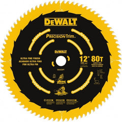 DeWALT - 12" Diam, 1" Arbor Hole Diam, 80 Tooth Wet & Dry Cut Saw Blade - Carbide-Tipped, Finishing Action, Standard Round Arbor - Exact Tooling