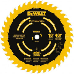 DeWALT - 10" Diam, 5/8" Arbor Hole Diam, 40 Tooth Wet & Dry Cut Saw Blade - Carbide-Tipped, General Purpose Action, Standard Round Arbor - Exact Tooling