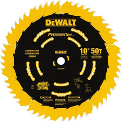 DeWALT - 10" Diam, 5/8" Arbor Hole Diam, 50 Tooth Wet & Dry Cut Saw Blade - Carbide-Tipped, Combination Action, Standard Round Arbor - Exact Tooling