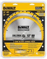 DeWALT - 12" Diam, 1" Arbor Hole Diam, 32 & 80 Tooth Wet & Dry Cut Saw Blade - Carbide-Tipped, Standard Round Arbor - Exact Tooling