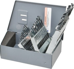Hertel - 1/16 to 1/2", 135° Point, Oxide Finish, High Speed Steel Screw Machine Length Drill Bit Set - Exact Tooling