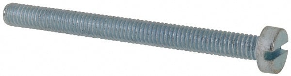 Value Collection - M4x0.70, 45mm Length Under Head Slotted Drive Machine Screw - Cheese Head, Grade 4.8 Steel, Zinc-Plated Finish, Without Washer - Exact Tooling