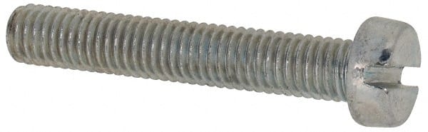 Value Collection - M5x0.80, 30mm Length Under Head Slotted Drive Machine Screw - Cheese Head, Grade 4.8 Steel, Zinc-Plated Finish, Without Washer - Exact Tooling