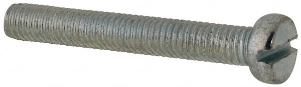Value Collection - M5x0.80, 35mm Length Under Head Slotted Drive Machine Screw - Cheese Head, Grade 4.8 Steel, Zinc-Plated Finish, Without Washer - Exact Tooling
