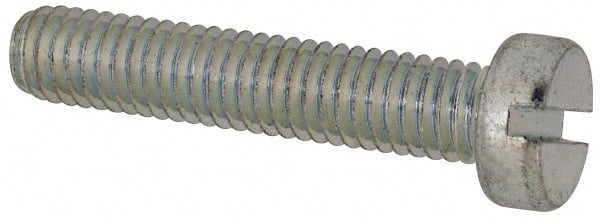 Value Collection - M6x1.00, 30mm Length Under Head Slotted Drive Machine Screw - Cheese Head, Grade 4.8 Steel, Zinc-Plated Finish, Without Washer - Exact Tooling