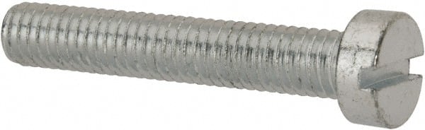 Value Collection - M6x1.00, 35mm Length Under Head Slotted Drive Machine Screw - Cheese Head, Grade 4.8 Steel, Zinc-Plated Finish, Without Washer - Exact Tooling