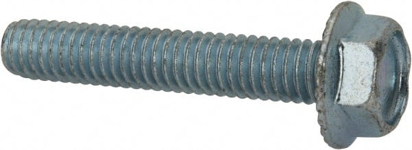 Value Collection - 5/16-18 UNC, 1-3/4" Length Under Head, Hex Drive Flange Bolt - 1-3/4" Thread Length, Grade 2 Steel, Serrated Flange, Zinc-Plated Finish - Exact Tooling