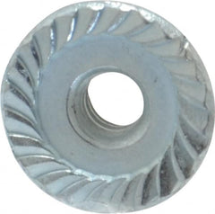 Value Collection - #6-32, 27/64" Flange Diam, Serrated Flange Nut - Grade Grade 2 Steel, Zinc-Plated Finish, 0.171" Flange Height - Exact Tooling
