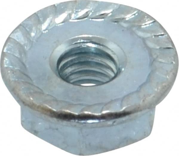 Value Collection - #8-32, 15/32" Flange Diam, Serrated Flange Nut - Grade Grade 2 Steel, Zinc-Plated Finish, 0.203" Flange Height - Exact Tooling