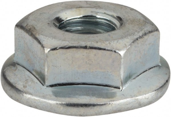Value Collection - #12-24, 19/32" Flange Diam, Serrated Flange Nut - Grade Grade 2 Steel, Zinc-Plated Finish, 0.236" Flange Height - Exact Tooling