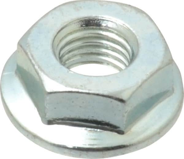 Value Collection - 1/4-28, 19/32" Flange Diam, Serrated Flange Nut - Grade Grade 2 Steel, Zinc-Plated Finish, 0.236" Flange Height - Exact Tooling