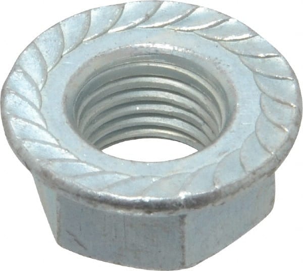 Value Collection - 3/8-24, 3/4" Flange Diam, Serrated Flange Nut - Grade Grade 2 Steel, Zinc-Plated Finish, 0.347" Flange Height - Exact Tooling