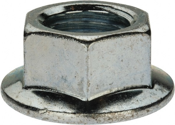 Value Collection - 7/8-9, 1.682" Flange Diam, Serrated Flange Nut - Grade Grade 2 Steel, Zinc-Plated Finish, 1.513" Flange Height - Exact Tooling