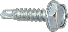 Value Collection - #6, Hex Washer Head, Hex Drive, 5/8" Length Under Head, #2 Point, Self Drilling Screw - Grade 1016-1024 Steel, Zinc-Plated Finish - Exact Tooling