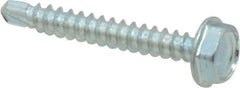 Value Collection - #6, Hex Washer Head, Hex Drive, 1" Length Under Head, #2 Point, Self Drilling Screw - Grade 1016-1024 Steel, Zinc-Plated Finish - Exact Tooling