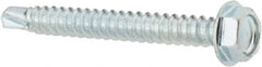 Value Collection - #8, Hex Washer Head, Hex Drive, 1-1/2" Length Under Head, #2 Point, Self Drilling Screw - Grade 1016-1024 Steel, Zinc-Plated Finish - Exact Tooling