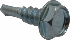 Value Collection - #10, Hex Washer Head, Hex Drive, 5/8" Length Under Head, #3 Point, Self Drilling Screw - Grade 1016-1024 Steel, Zinc-Plated Finish - Exact Tooling
