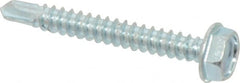 Value Collection - #10, Hex Washer Head, Hex Drive, 1-1/2" Length Under Head, #3 Point, Self Drilling Screw - Grade 1016-1024 Steel, Zinc-Plated Finish - Exact Tooling