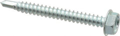 Value Collection - #10, Hex Washer Head, Hex Drive, 1-3/4" Length Under Head, #3 Point, Self Drilling Screw - Grade 1016-1024 Steel, Zinc-Plated Finish - Exact Tooling