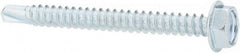 Value Collection - #10, Hex Washer Head, Hex Drive, 2" Length Under Head, #3 Point, Self Drilling Screw - Grade 1016-1024 Steel, Zinc-Plated Finish - Exact Tooling