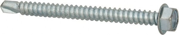 Value Collection - #12, Hex Washer Head, Hex Drive, 2-1/2" Length Under Head, #3 Point, Self Drilling Screw - Grade 1016-1024 Steel, Zinc-Plated Finish - Exact Tooling