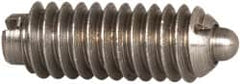 Gibraltar - 8-32, 7/16" Thread Length, 0.052" Plunger Projection, Stainless Steel Threaded Spring Plunger - 0.07" Max Plunger Diam, 0.437" Plunger Length, 0.5 Lb Init End Force, 1.5 Lb Final End Force - Exact Tooling