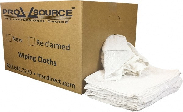 PRO-SOURCE - 19 Inch Long x 16 Inch Wide Virgin Utility Cotton Towels - White, Terry Cloth, Low Lint, 25 Lbs. at 3 to 4 per Pound, Box - Exact Tooling