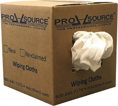 PRO-SOURCE - Reclaimed Cotton Polishing and Dust Cloths - White, Flannel, Low Lint, 5 Lbs. at 3 to 4 per Pound, Box - Exact Tooling