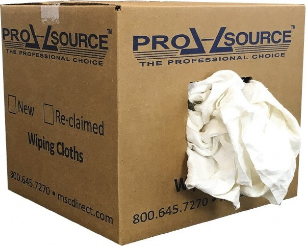 PRO-SOURCE - Reclaimed Cotton Polishing and Dust Cloths - White, Flannel, Low Lint, 10 Lbs. at 3 to 4 per Pound, Box - Exact Tooling